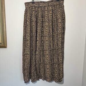 Vintage Stonebridge Leopard Print Pleated Maxi Skirt Animal Print XL